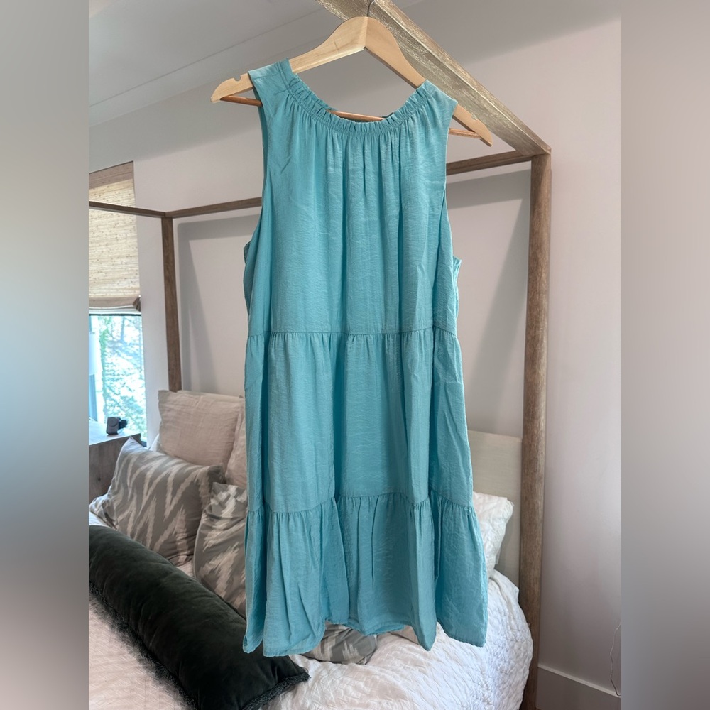 Loft Women’s Sleeveless Tiered Dress - Aqua Blue